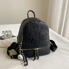 Letter Empaistic PU Leather Small Backpacks Women Anti-theft Travel Backpack Cute Pendant Girls School Bag Female Knapsack 2023