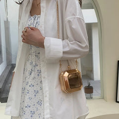 Mini Luxury Gold Party Evening Clutch Women Fashion Small PVC Box Crossbody Bag Female Dating Shoulder Bag Shopping Handbag