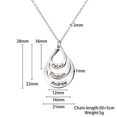Personalized Names Necklace  Stainless Steel Water drop Pendant Necklace Personalized Mothers Day Gift