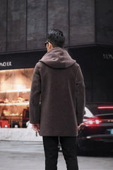 Men Winter Long Casual Thick Fleece Hooded Waterproof Jacket Male Real Fur Wool Coat  Outwear Vintage Clothing   G436