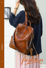 New High Quality Soft Leather Women's Backpack Large Capacity Female Anti Theft Backpack Famous Designer Girl's Shoulder Bag Sac