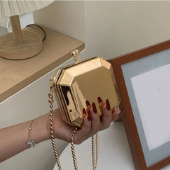 Mini Luxury Gold Party Evening Clutch Women Fashion Small PVC Box Crossbody Bag Female Dating Shoulder Bag Shopping Handbag
