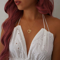 Personalized Double Heart Name Necklace Customized Gold 2 Names Heart Necklaces Jewelry Engagement Gift