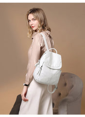 Women's Backpack White Washed Leather Backpack Female Small School Bags For Teenage Girls All-match Casual Travel Bag mochilitas