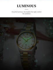 CURREN Japan Quartz Women Watch Stainless steel Bracelet "Love" Dial Fashion Elegant Waterproof Luminous Quartz Watch for Ladies