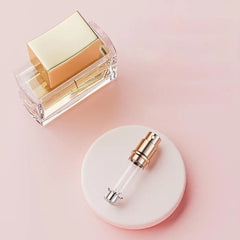 PU Leather Perfume Bottle Lychee Pattern Empty Cosmetic Container Bottom Filling Refillable Parfume Atomizer Bottle Woman