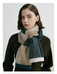 Knitted Gray Striped Scarf Warm Winter Male Female Couples 165*29cm