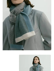 Knitted Gray Striped Scarf Warm Winter Male Female Couples 165*29cm