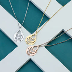 Personalized Names Necklace  Stainless Steel Water drop Pendant Necklace Personalized Mothers Day Gift