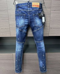 New Design Fashion BRAND Dsq2 Men Jeans Denim Pants Hole Slim Pencil Trousers Blue Skinny Biker D2 JENAS For Men