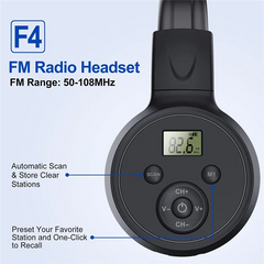 Portable Wireless FM Radio Headphones , Rechargeable FM Radio Headset Receiver for Meeting, Daily Works, Hiking, Jogging
