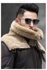 Natural Fur Coat Real Sheep Fur Coats Men Genuine Leather Motocycle Jacket Short B3 Air Force Flight Suit Winter Jackets Men FCY