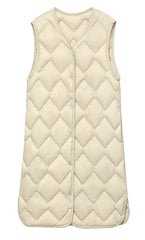 Plus Size Female Korean V-neck Casual Ultra Light Vest Coat Autumn Winter Women X-Long White Duck Down Warm Sleeveless Jackets
