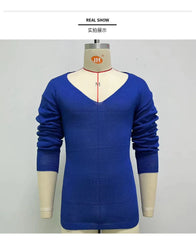 Mens Casual V-Neck Solid Sweater Spring Summer Fashion Knitted Pullover Tops For Men 2023 Harajuku Long Sleeve Jumper Streetwear