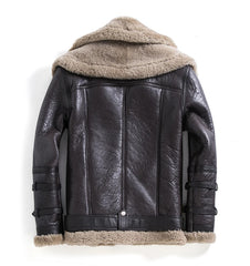 Natural Fur Coat Real Sheep Fur Coats Men Genuine Leather Motocycle Jacket Short B3 Air Force Flight Suit Winter Jackets Men FCY