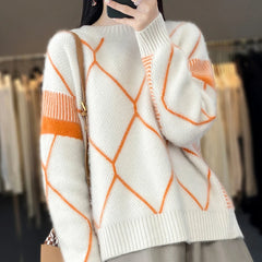 Cashmere Sweater Round Neck Women's Spring/Autumn New Wool O-Neck Pullover High Quality Soft Female Loose Fashion Knit Jumper
