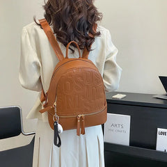 Letter Empaistic PU Leather Small Backpacks Women Anti-theft Travel Backpack Cute Pendant Girls School Bag Female Knapsack 2023