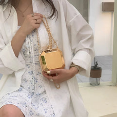 Mini Luxury Gold Party Evening Clutch Women Fashion Small PVC Box Crossbody Bag Female Dating Shoulder Bag Shopping Handbag