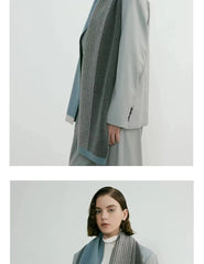 Knitted Gray Striped Scarf Warm Winter Male Female Couples 165*29cm