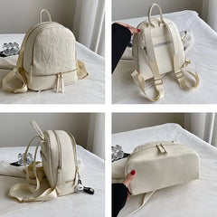 Letter Empaistic PU Leather Small Backpacks Women Anti-theft Travel Backpack Cute Pendant Girls School Bag Female Knapsack 2023