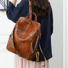 New High Quality Soft Leather Women's Backpack Large Capacity Female Anti Theft Backpack Famous Designer Girl's Shoulder Bag Sac