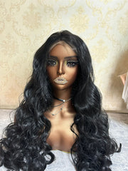 Long Wavy Wigs Black Wig Synthetic HD Transparent Lace Front Wig For Women Heat Resistant Fiber Natural Hairline Cosplay Wig