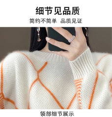 Cashmere Sweater Round Neck Women's Spring/Autumn New Wool O-Neck Pullover High Quality Soft Female Loose Fashion Knit Jumper