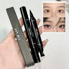 Black Double-ended Triangle Seal Eyeliner Pen Waterproof Lasting Non-smudge Quick-drying Stamp Liquid Eye Liner Pencil Cosmetic
