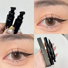 Black Double-ended Triangle Seal Eyeliner Pen Waterproof Lasting Non-smudge Quick-drying Stamp Liquid Eye Liner Pencil Cosmetic