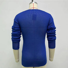 Mens Casual V-Neck Solid Sweater Spring Summer Fashion Knitted Pullover Tops For Men 2023 Harajuku Long Sleeve Jumper Streetwear