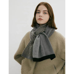 Knitted Gray Striped Scarf Warm Winter Male Female Couples 165*29cm