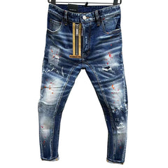Chareiharper dsq T82 Ripped Men's Jeans Stylish Slim, frayed, ripped patches, tiny legs jeans for men