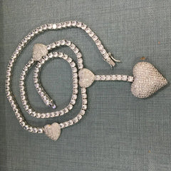 Uwin 4 Heart Necklace Drip Necklaces for Women 4mm Tennis Chain With Heart Pendant Iced Out Cz Hip Hop Jewelry Gift