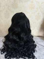 Long Wavy Wigs Black Wig Synthetic HD Transparent Lace Front Wig For Women Heat Resistant Fiber Natural Hairline Cosplay Wig