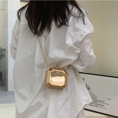 Mini Luxury Gold Party Evening Clutch Women Fashion Small PVC Box Crossbody Bag Female Dating Shoulder Bag Shopping Handbag