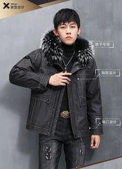 AYUNSUE Men's Winter Coat Men's Parkas Rabbit Fur Lining Coats Short Warm Fashion Casual Male Fur Jacket Jaqueta Masculina Lq