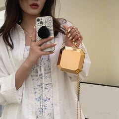 Mini Luxury Gold Party Evening Clutch Women Fashion Small PVC Box Crossbody Bag Female Dating Shoulder Bag Shopping Handbag