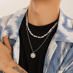 Tiger Eye Stone Beads with Sun Pendant Necklace for Men Trendy Accessories on the Neck Collar Fashion Jewelry Male Gift