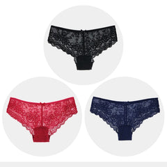 Women Briefs Sexy Full Lace Panties Hollow Out Low-waist Female Shorts Soft Solid Color Breathable Underwear Fast Ship 3pcs/lots