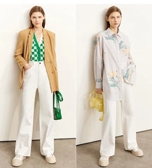 Amii Minimalism Women Jeans 2024 Spring Vintage Denim Pants Loose Wide Leg Pants Women's Casual Pants Female Trousers 12270097