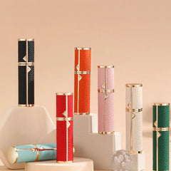 PU Leather Perfume Bottle Lychee Pattern Empty Cosmetic Container Bottom Filling Refillable Parfume Atomizer Bottle Woman