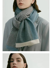 Knitted Gray Striped Scarf Warm Winter Male Female Couples 165*29cm