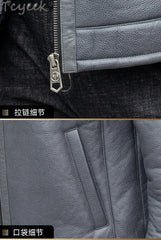 Tcyeek Natural Sheepskin Fur Coats Genuine Leather Jacket Men Winter Clothes Warm Real Fur Motocycle Jackets Casaco Masculino