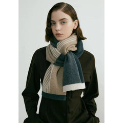 Knitted Gray Striped Scarf Warm Winter Male Female Couples 165*29cm