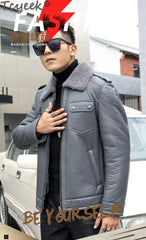 Tcyeek Natural Sheepskin Fur Coats Genuine Leather Jacket Men Winter Clothes Warm Real Fur Motocycle Jackets Casaco Masculino