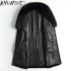 AYUNSUE Winter Jacket Men Clothing Suede Parka 100% Wool Fur Coat Male Real Fox Fur Collar Jackets 2020 Chaqueta Hombre LXR797