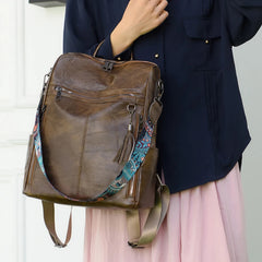 New High Quality Soft Leather Women's Backpack Large Capacity Female Anti Theft Backpack Famous Designer Girl's Shoulder Bag Sac