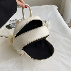 Letter Empaistic PU Leather Small Backpacks Women Anti-theft Travel Backpack Cute Pendant Girls School Bag Female Knapsack 2023