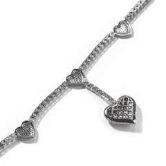 Uwin 4 Heart Necklace Drip Necklaces for Women 4mm Tennis Chain With Heart Pendant Iced Out Cz Hip Hop Jewelry Gift
