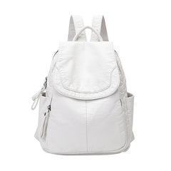 Women's Backpack White Washed Leather Backpack Female Small School Bags For Teenage Girls All-match Casual Travel Bag mochilitas